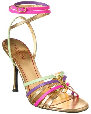 

Женские кожаные сандалии Valentino Rockstud 100, Золотой, NA