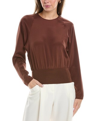 Lafayette 148 New York Blouson Silk-Blend Top Womens  Xl