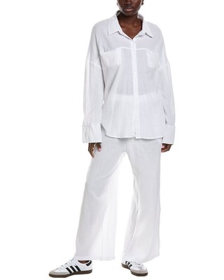 Lyra & Co 2Pc Shirt & Pant Set Womens White Os
