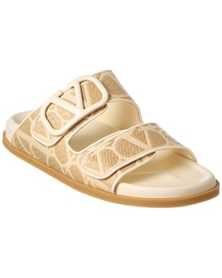 Женские сандалии Valentino Vlogo из рафии и кожи, белые 37,5