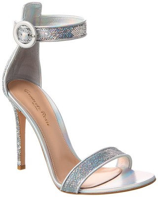

Женские сандалии Gianvito Rossi 105 из кожи и пайеток, Серебряный, NA