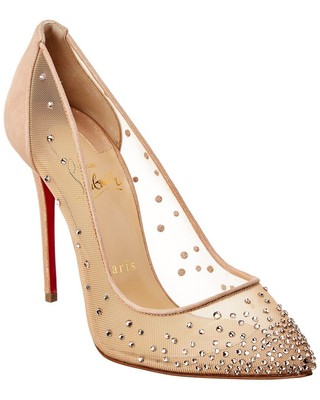 Christian Louboutin Follies Strass 100 Mesh Pump Womens