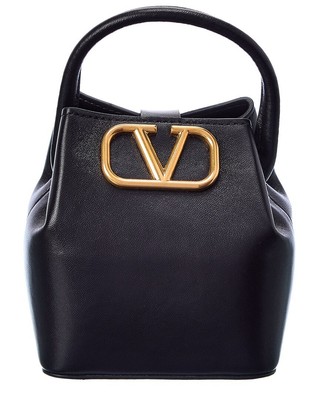 

Женская кожаная сумка-мешок Valentino Vlogo, черная, NA