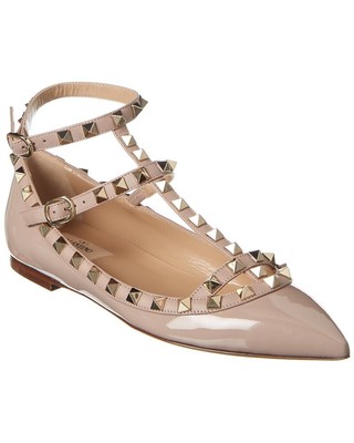 Женские лакированные туфли на плоской подошве в клетку от Valentino Rockstud