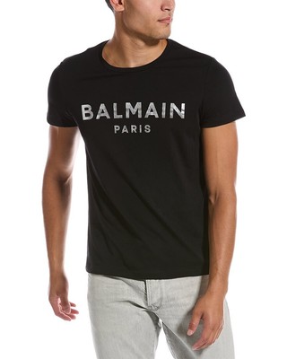 

Мужская футболка с логотипом Balmain, черная, размер, Черный, NA