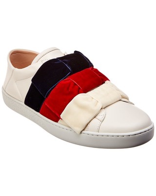 

Женские бархатные и кожаные кроссовки Gucci Ace с бантом, Na, NA