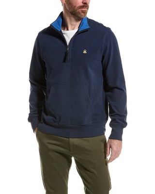 Пуловер из замшевого трикотажа Brooks Brothers на молнии 1/2, мужской синий S