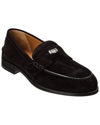Christian Louboutin Suede Penny Loafer Mens Black 44.5