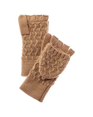 Женские варежки из смеси шерсти и кашемира с фактурой Forte Cashmere с люрексом коричневого цвета