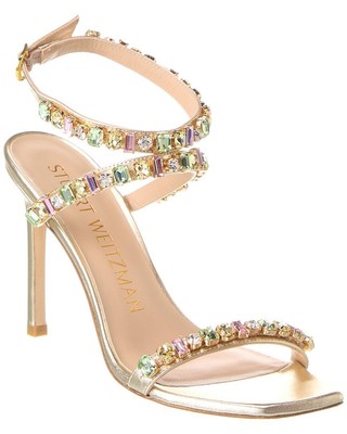

Stuart Weitzman Jaide 100 Женские кожаные сандалии, Серебряный, NA