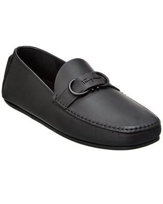 

Мужские кожаные кожаные кроссовки Ferragamo Palinuro, Черный, NA