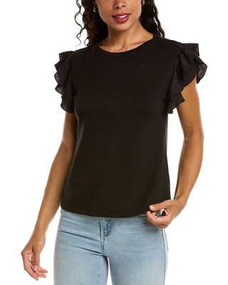 

Женская многоярусная футболка с рюшами Vince Camuto, черная, размер, Черный