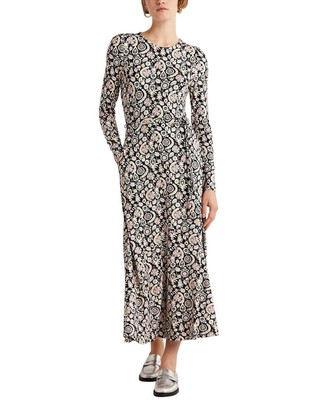 

Женское платье миди из джерси с юбкой Boden, Black;tropic charm
