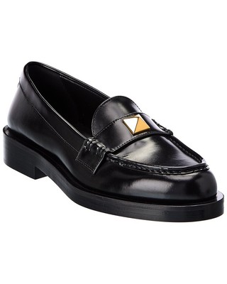 

Женские кожаные лоферы Valentino Roman с заклепками, черные, Черный, NA