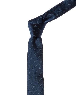 Темно-синий шелковый галстук с диагональным логотипом Givenchy Мужской Blue Os