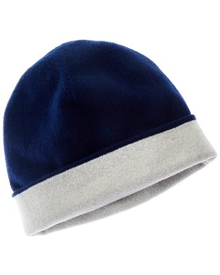 Женская двусторонняя кашемировая шапка Forte Cashmere синего цвета