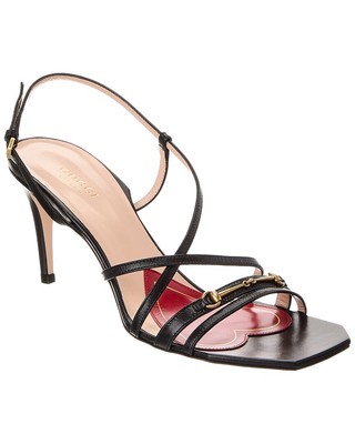 Женские сандалии из натуральной кожи Gucci Horsebit, черные 36