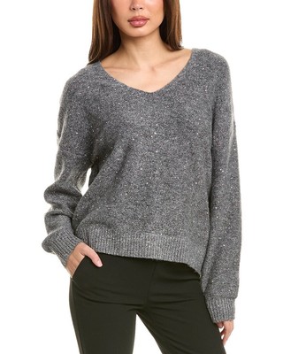 Vince Camuto Allover Sequins Sweater Womens Grey L