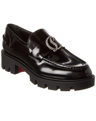 

Christian Louboutin Cl Moc Lug Женские кожаные лоферы со стразами, черные, Черный, NA