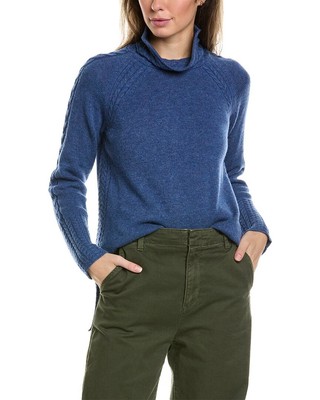 Alashan Cashmere Turtleneck Cable Detail Wool Pullover Womens Blue M