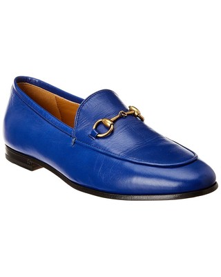 Женские кожаные мокасины Gucci Jordaan синего цвета 35