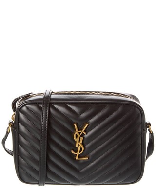 Женская кожаная сумка для фотоаппарата с монограммой Saint Laurent Lou Black Os