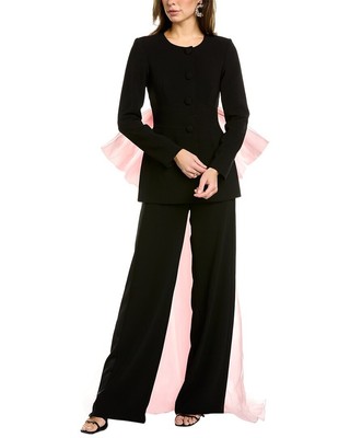 

Женская полушерстяная куртка без воротника с баской Carolina Herrera, Черный