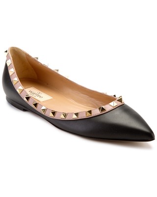 

Женские кожаные балетки Valentino Rockstud бежевого цвета 38,5, Бежевый, NA