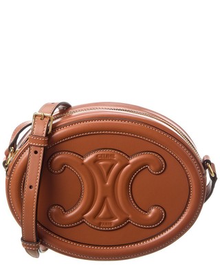 Celine Овальное кожаное кроссбоди женское коричневое