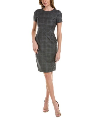

Женское платье-футляр в клетку из смесовой шерсти Brooks Brothers, серое, Grey