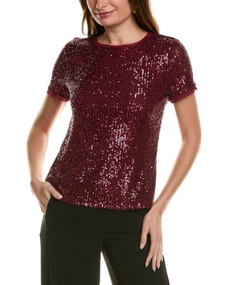 Женская футболка с полосами Anne Klein красного цвета M