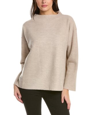 

Женский шерстяной топ Eileen Fisher с воротником-воронкой, Tan