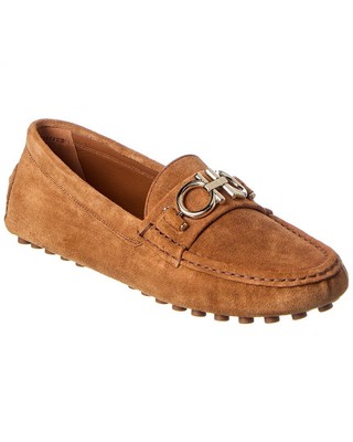 Женские замшевые мокасины Ferragamo Berra коричневого цвета 70