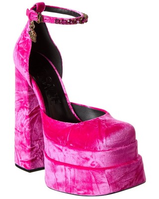 

Versace Женские бархатные туфли на платформе Medusa Aevitas, Розовый, NA