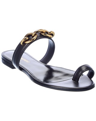 

Женские кожаные сандалии Saint Laurent Le Maillon, Черный, NA
