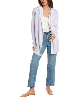 Женская толстовка Forte Cashmere с двусторонней отстрочкой из смеси кашемира синего цвета Xs