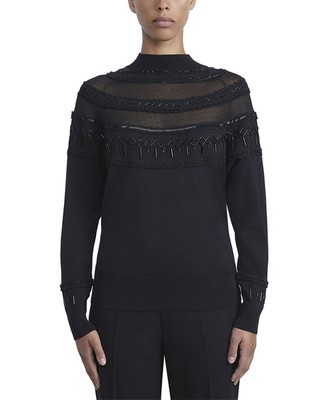 Женский свитер из смеси шерсти и шелка Fairisle с украшением Lafayette 148 New York