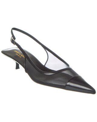 Женские туфли-лодочки на шнуровке из сетки и кожи Saint Laurent Oxalis 30