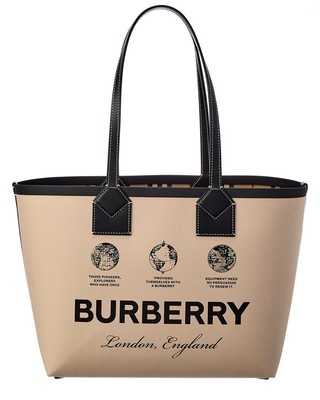 

Маленькая женская сумка-тоут Burberry Heritage из ткани и кожи, бежевая, NA