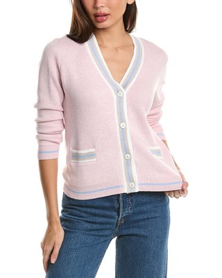 Женский кардиган из смеси кашемира с V-образным вырезом Forte Cashmere, белый, Xs