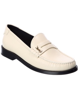 

Женские кожаные лоферы Saint Laurent Le Monogram белые, Белый, NA