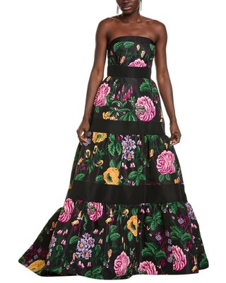 Женское бальное платье без бретелек с окантовкой Carolina Herrera 0