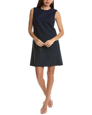 Oscar De La Renta Chiffon Tie-Back Silk-Trim Wool-Blend Shift Dress Womens  6