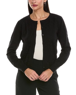 Anna Kay Embroidered Cashmere-Blend Cardigan Womens Black S