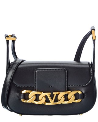 

Маленькая кожаная женская сумка на плечо Valentino Vlogo с цепочкой, черная, NA