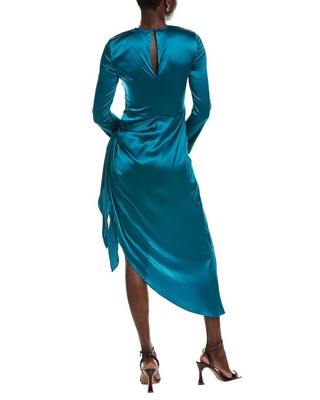 Pre-owned Aiifos Christy Silk-blend Mini Dress Women's In Blue