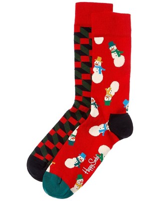 Подарочный набор носков со снеговиком Happy Socks 2Pk Мужские носки Os
