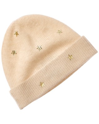 Женская кашемировая шапочка Brodie Cashmere Shiny Star белого цвета