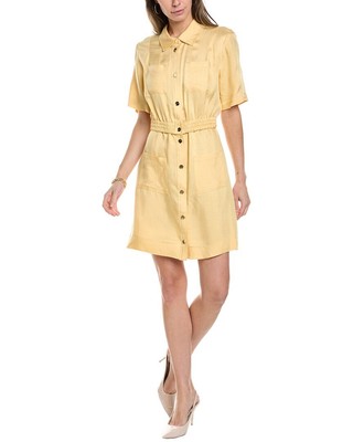 Sandro Linen-Blend Mini Dress Womens White 40