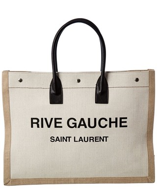 

Мужская сумка-тоут Saint Laurent Noe Rive Gauche из холста и кожи белого цвета, Белый, NA